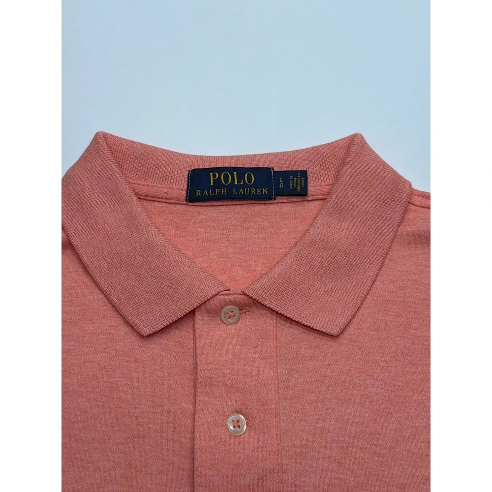 Polo Ralph Lauren Mens Large Heather Orange Short Sleeve Cotton Polo Shirt Large